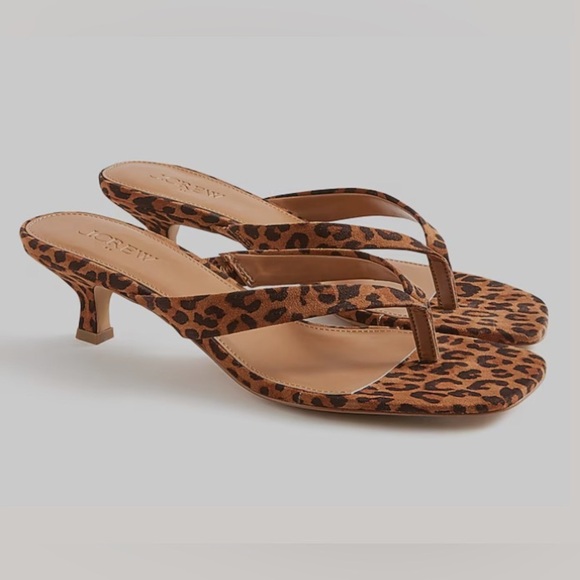 J.Crew-Microsuede kitten-heel sandals-leopard print-size 7.5 New in box. - Picture 1 of 13